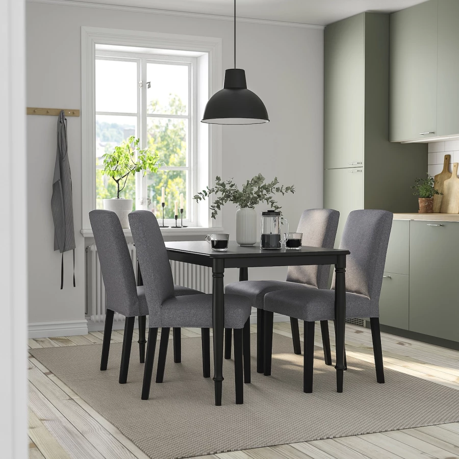 Стол и 4 стула - DANDERYD / BERGMUND IKEA/ ДАНДЕРИД/БЕРГМУНД  ИКЕА, 130х80х75 см, черный/серый (изображение №2)