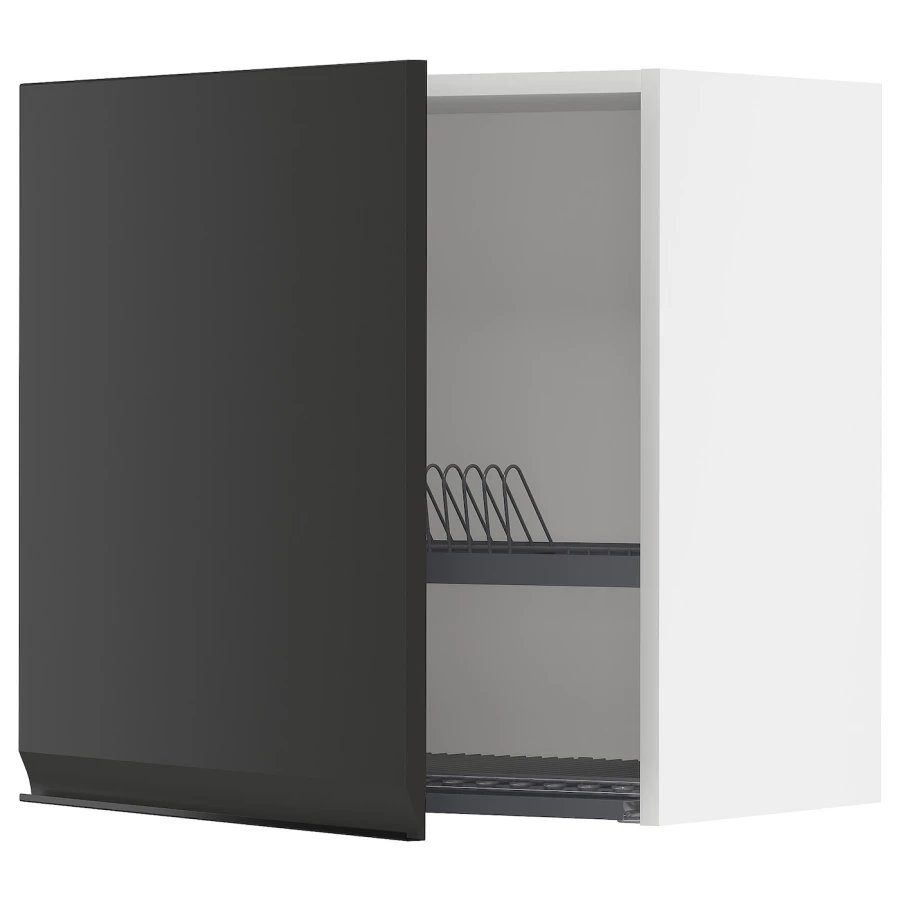 Навесной шкаф с сушилкой - METOD IKEA/ МЕТОД ИКЕА, 60х60 см, черный/белый (изображение №1)