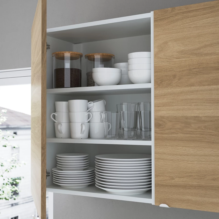Угловая кухонная комбинация для хранения - ENHET  IKEA/ ЭНХЕТ ИКЕА, 261.5х221,5х75 см, белый/бежевый (изображение №8)