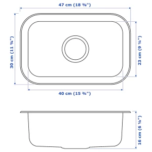 Второе фото. Врезная мойка- IKEA BOHOLMEN/LILLVIKEN, 30х46.6 см, нержавеющая сталь, БУХОЛЬМЕН/ЛИЛЛЬВИКЕН ИКЕА