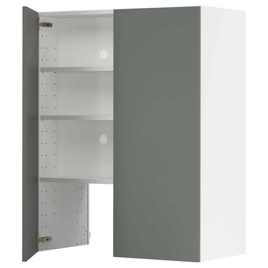 Навесной шкаф с полкой - METOD IKEA/ МЕТОД ИКЕА, 100х80 см, белый/темно-зеленый (изображение №1)