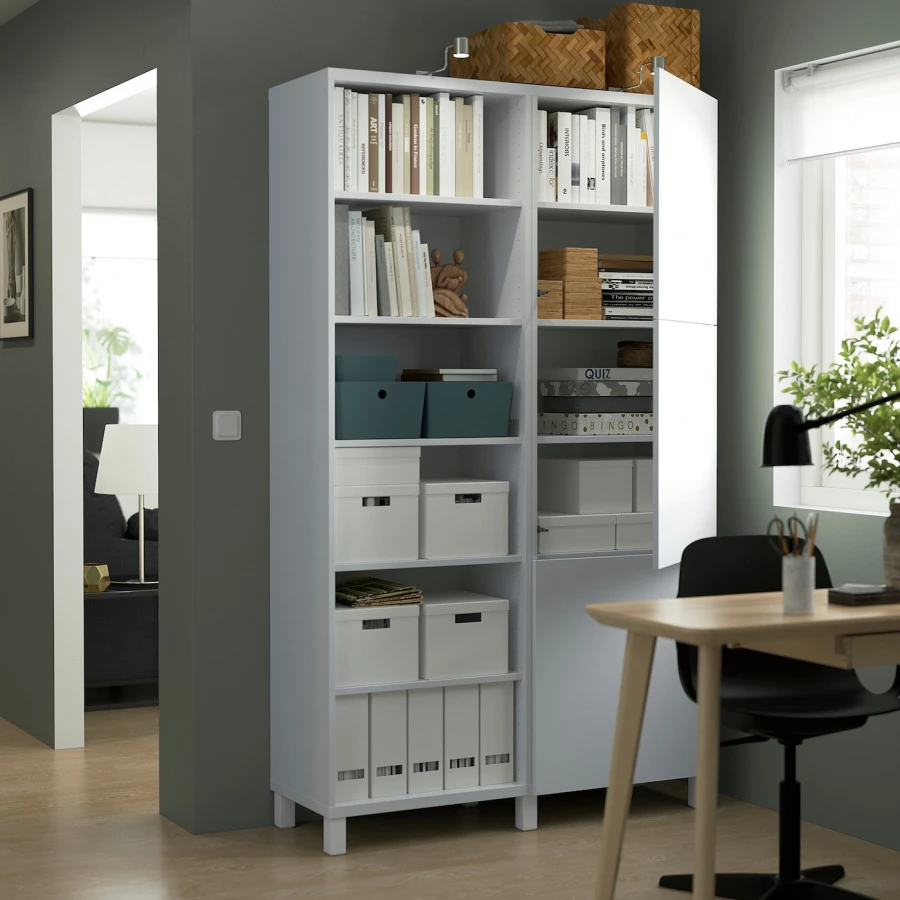 Книжный шкаф с дверцей - IKEA BESTA, 120x42x202 см, белый, БЕСТА ИКЕА (изображение №2)