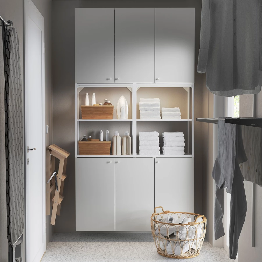 Книжный шкаф -  ENHET IKEA/ ЭНХЕТ ИКЕА, 225х120 см, белый (изображение №3)