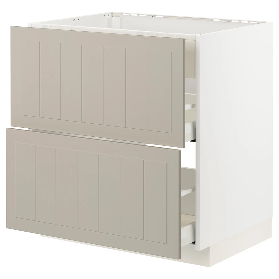 Напольный шкаф - IKEA METOD MAXIMERA, 88x62x80см, белый/темно-бежевый, МЕТОД МАКСИМЕРА ИКЕА (изображение №1)