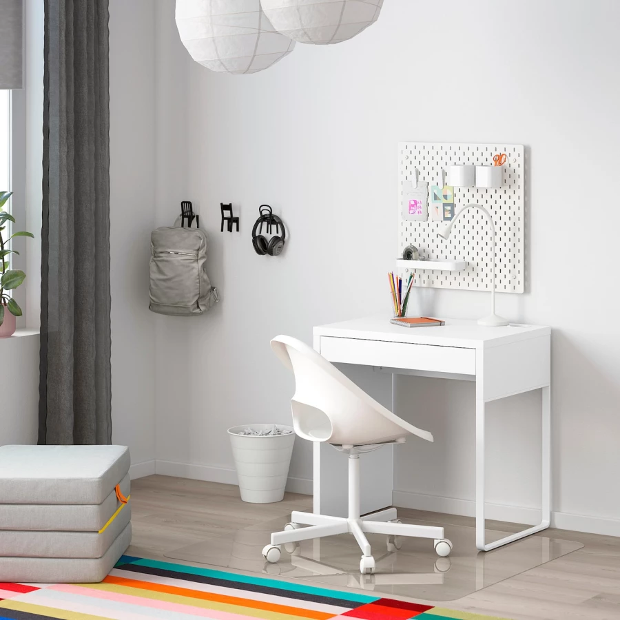 Письменный стол с ящиком - IKEA MICKE, 73x50 см, белый, МИККЕ ИКЕА (изображение №2)