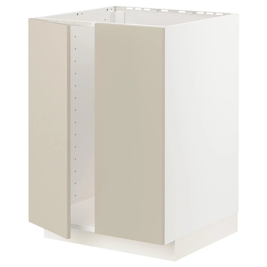 Шкаф под раковину/2 дверцы - METOD IKEA/ МЕТОД ИКЕА, 88х60  см,  белый/бежевый (изображение №1)