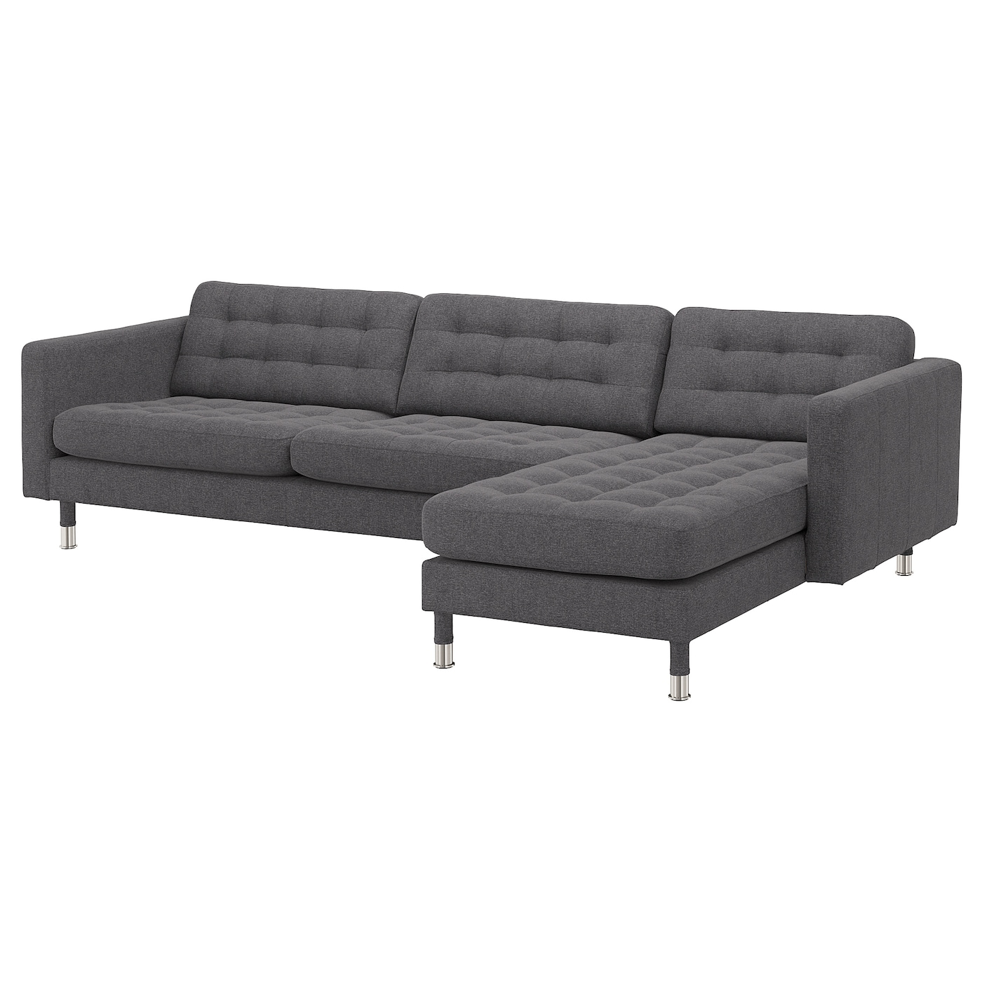4-местный диван с шезлонгом - IKEA LANDSKRONA, 89x280см, темно-серый, ЛАНДСКРУНА ИКЕА