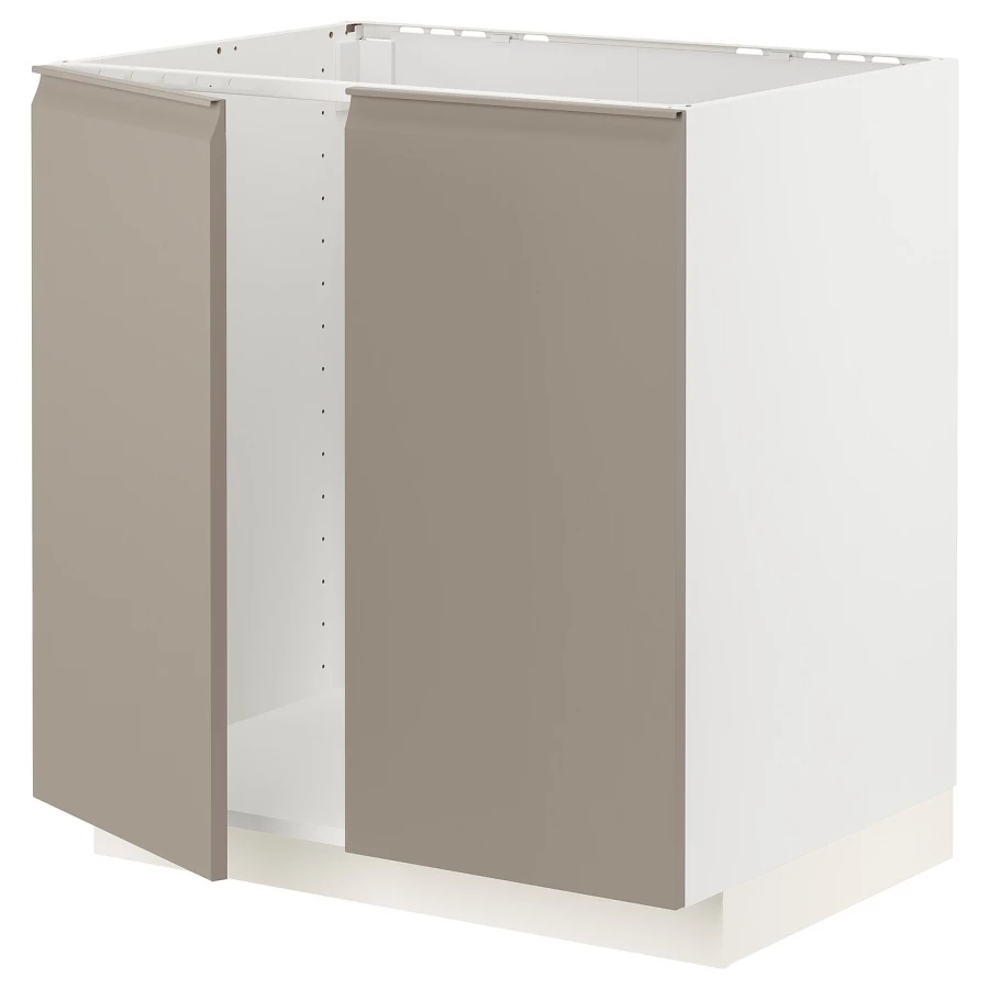 Шкаф под раковину 2 дверцы - METOD  IKEA/ МЕТОД ИКЕА, 88х80 см,  белый/коричневый (изображение №1)