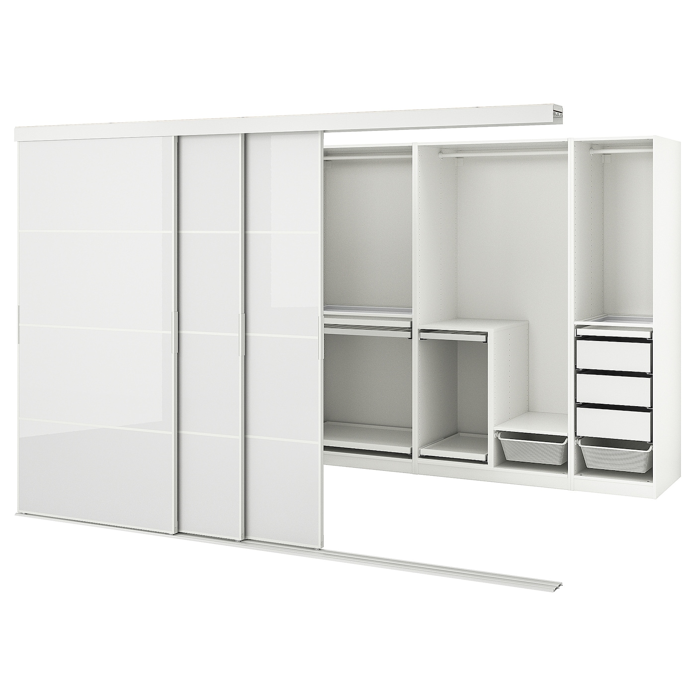 Гардероб с раздвижными дверями - IKEA SKYTTA/PAX/СКЮТТА/ПАКС ИКЕА, 160х301х204,5 см, белый