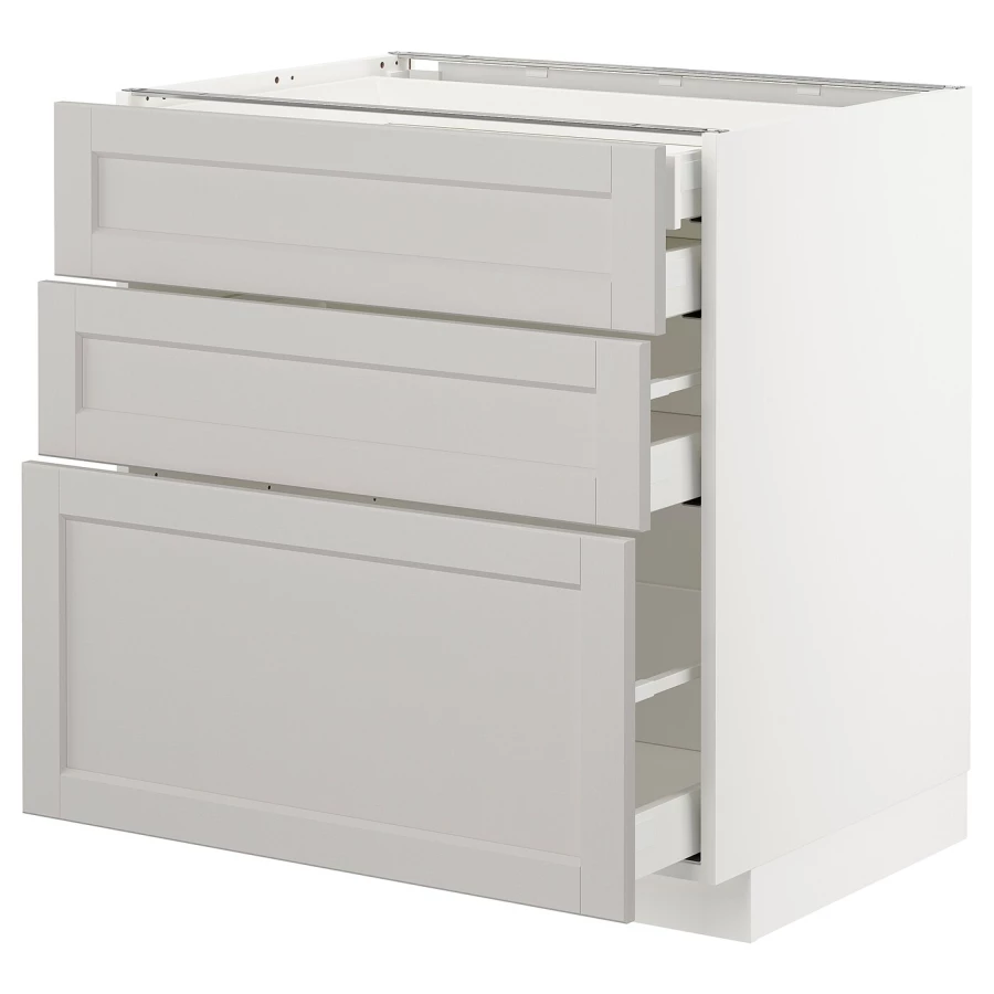 Напольный шкаф  - IKEA METOD MAXIMERA, 88x61,9x80см, белый/светло-серый, МЕТОД МАКСИМЕРА ИКЕА (изображение №1)