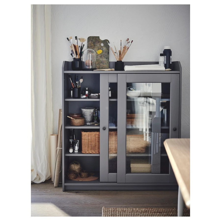 Шкаф - HAUGA IKEA/ ХАУГА ИКЕА, 105x116х36 см, темно-серый (изображение №5)