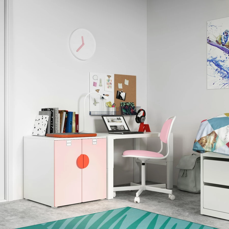 Шкаф детский - IKEA PLATSA/SMÅSTAD/SMASTAD, 60x55x63 см, белый/розовый, ИКЕА (изображение №3)