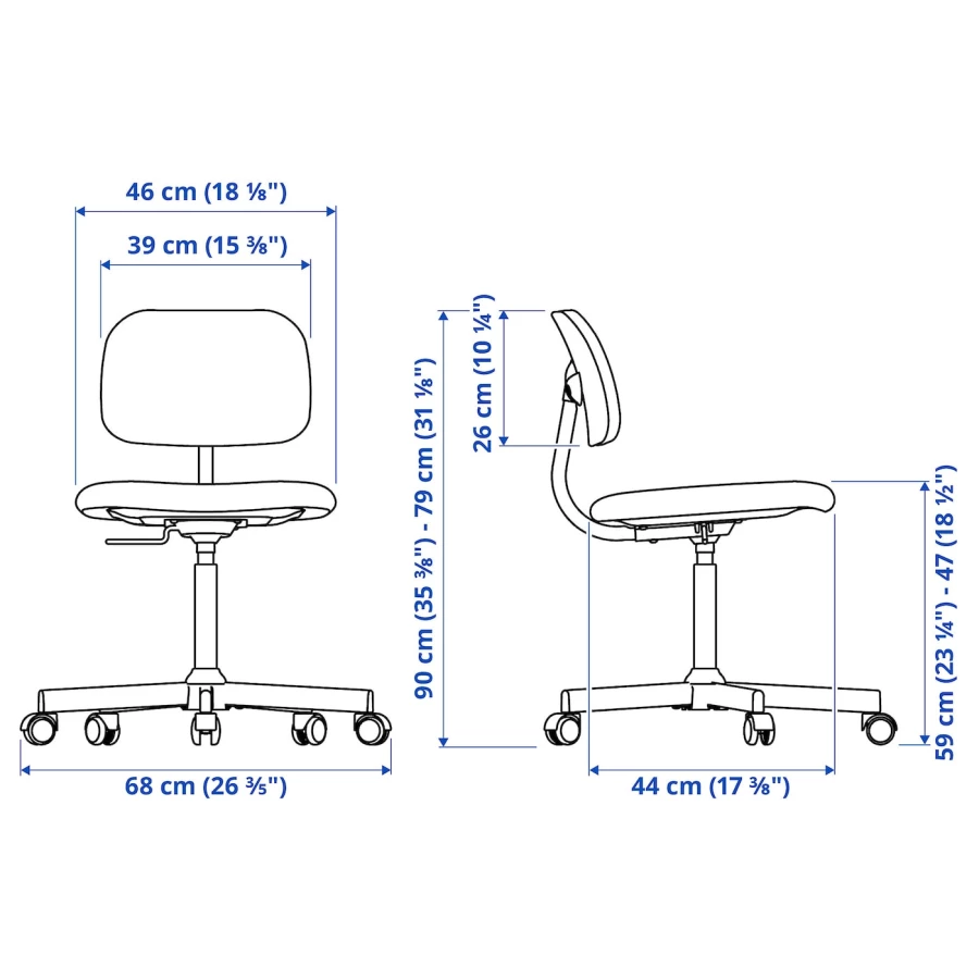 Стул офисный - IKEA BLECKBERGET, 68x68x90см, розовый, БЛЕКБЕРГЕТ ИКЕА (изображение №2)