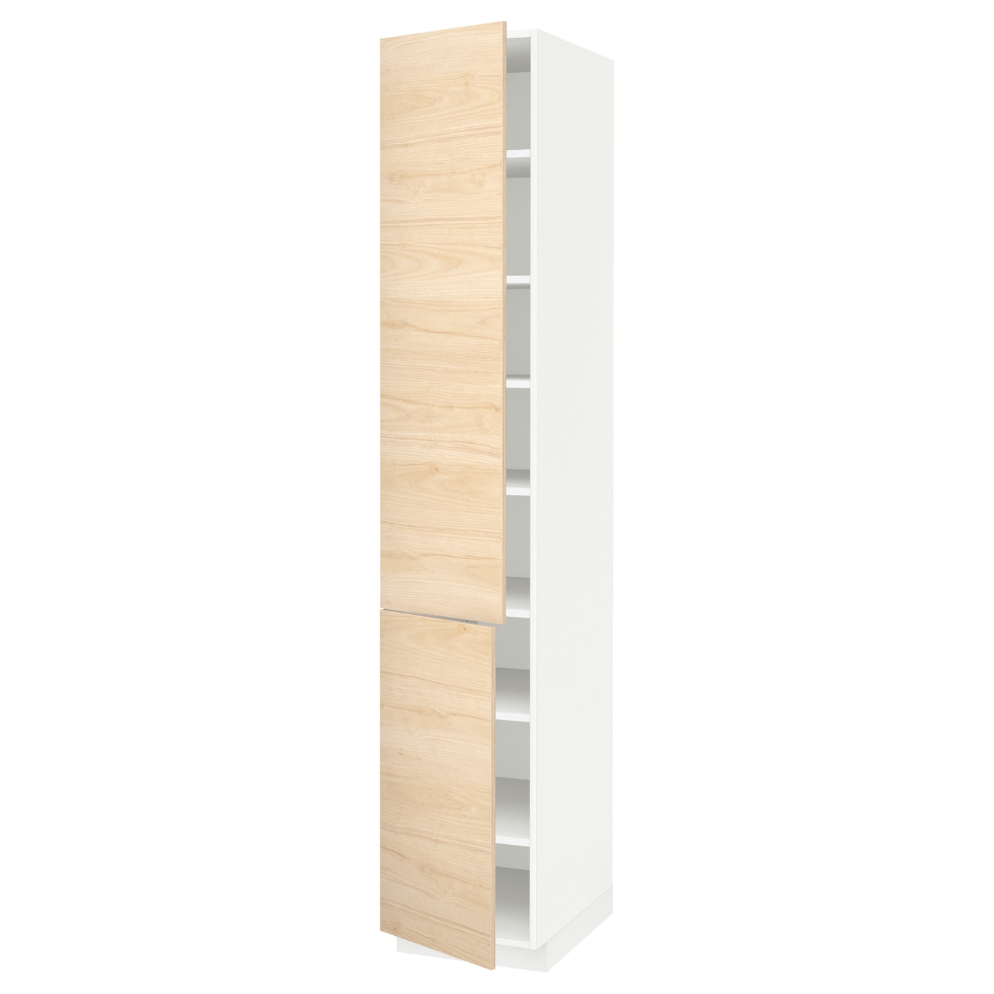 Высокий кухонный шкаф с полками - IKEA METOD/МЕТОД ИКЕА, 220х60х40 см, белый/под беленый дуб