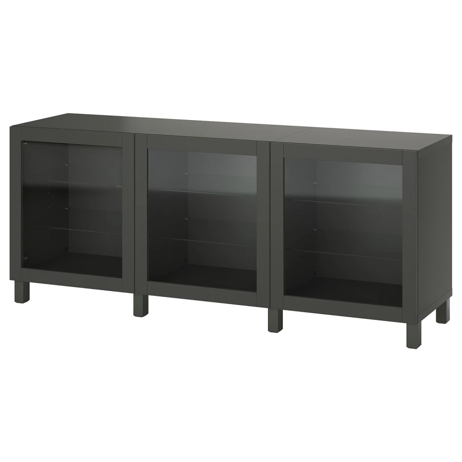 Комбинация для хранения - BESTÅ/ BESTА IKEA/ БЕСТА/БЕСТО ИКЕА, 180х74 см, темно-серый (изображение №1)