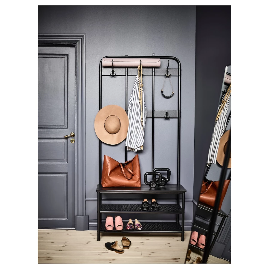 Вешалка для одежды - PINNIG IKEA/ ПИННИГ ИКЕА,  193х90 см, черный (изображение №4)