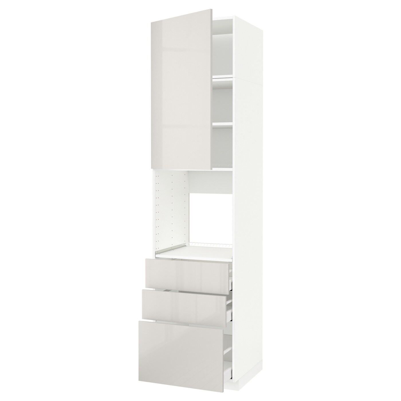Высокий шкаф - IKEA METOD/MAXIMERA/МЕТОД/МАКСИМЕРА ИКЕА, 240х60х60 см, белый/светло-серый