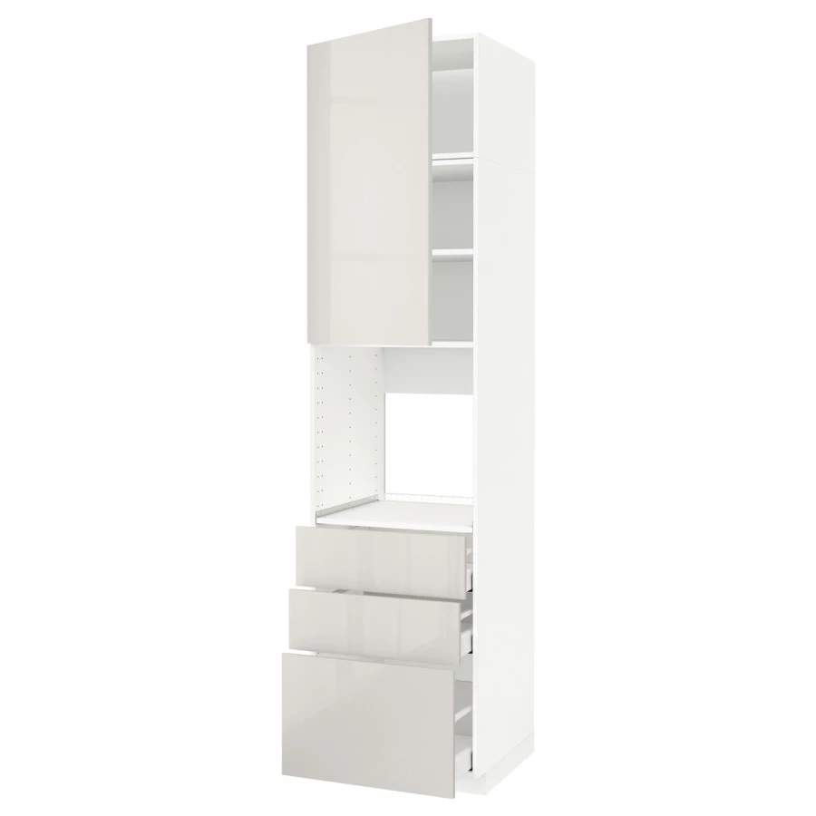 Высокий шкаф - IKEA METOD/MAXIMERA/МЕТОД/МАКСИМЕРА ИКЕА, 240х60х60 см, белый/светло-серый (изображение №1)