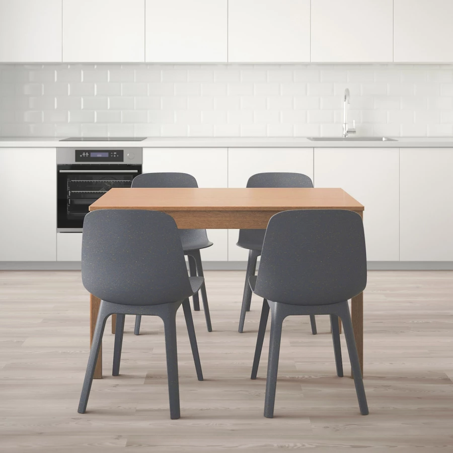 Стол и 4 стула - IKEA EKEDALEN/ODGER/ЭКЕДАЛЕН/ОДГЕР ИКЕА, 120/180х80 см, дуб/темно-голубой (изображение №9)