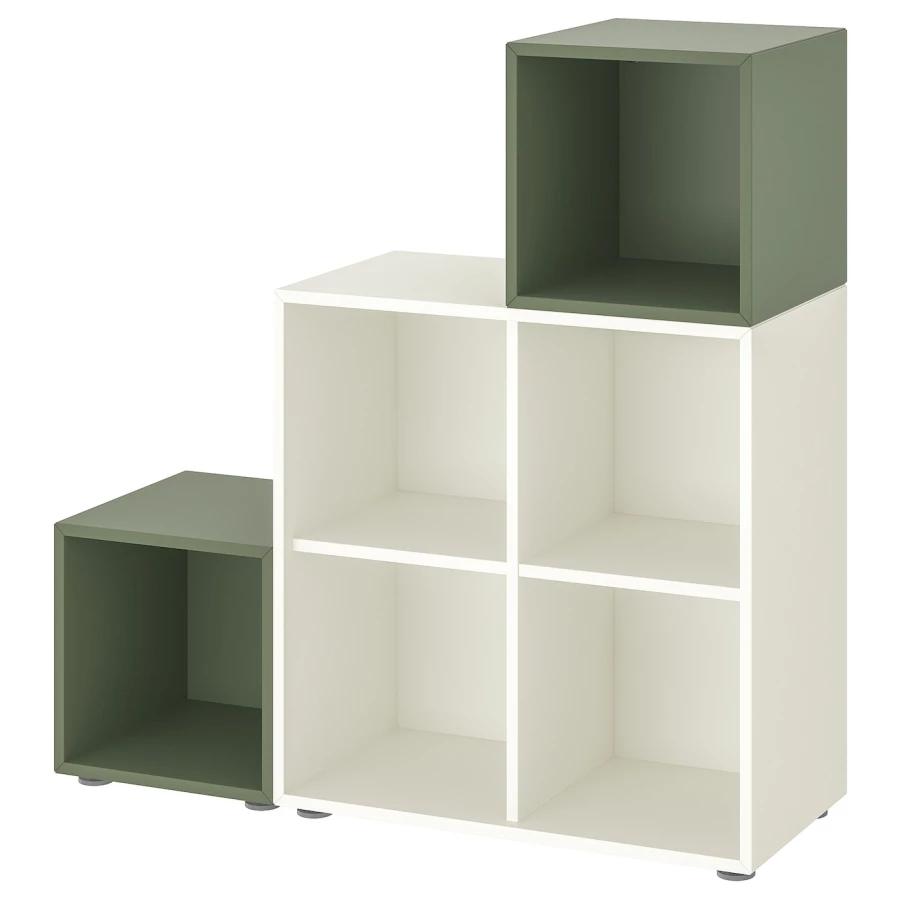 Комбинация для хранения - EKET IKEA/ ЭКЕТ ИКЕА,  107х105х70 см,  белый/зеленый (изображение №1)