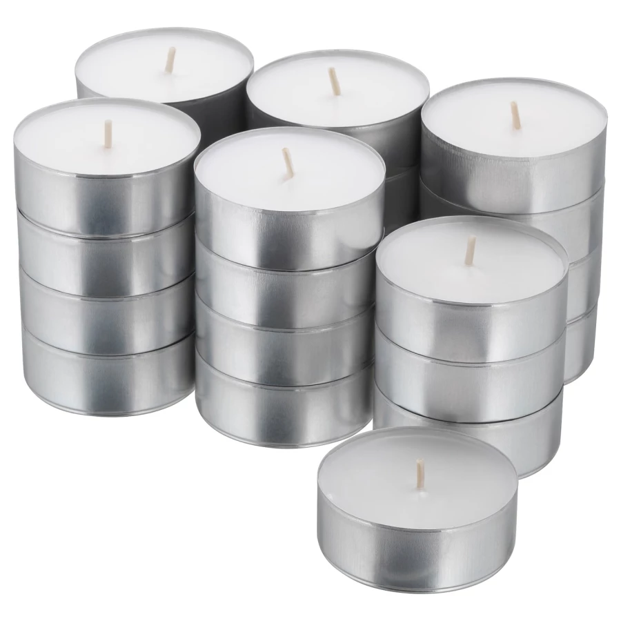 Чайная свеча без запаха - IKEA GLIMMA/ГЛИММА ИКЕА, 6 см, белый, 24 шт (изображение №1)