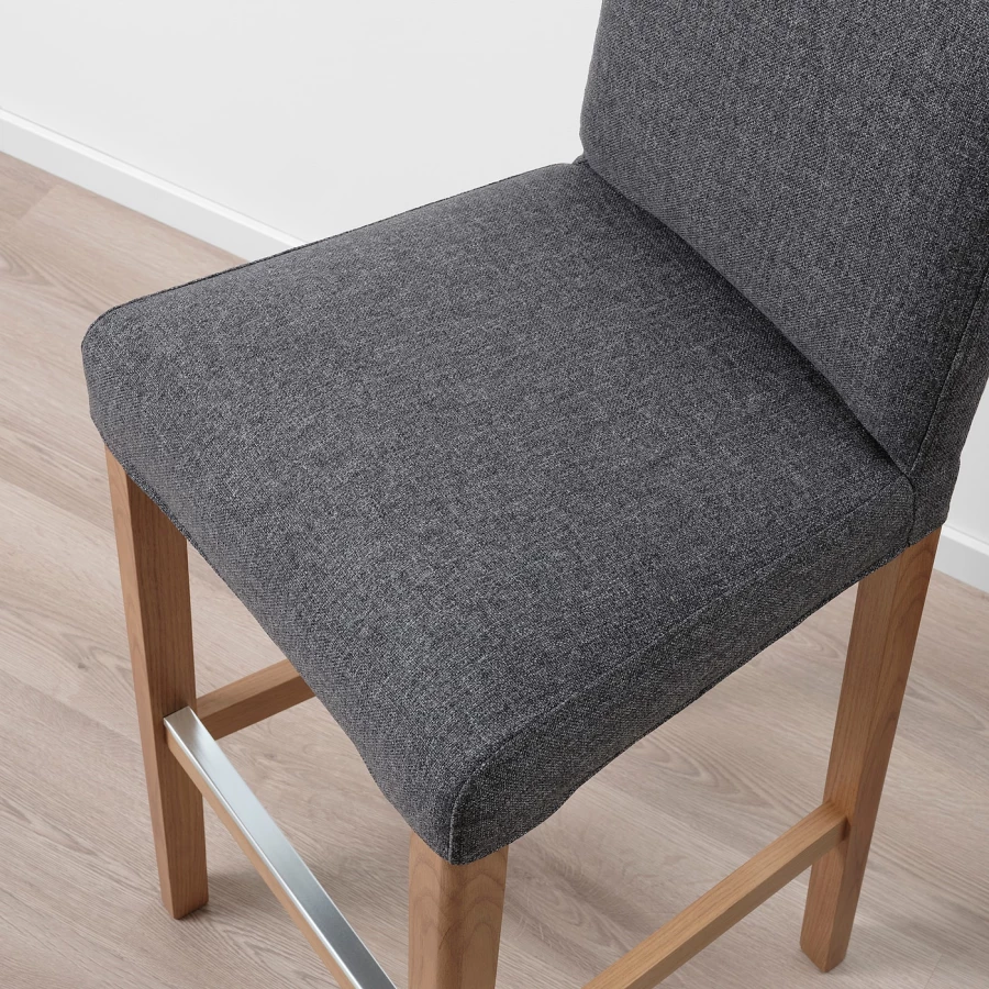 Барный стул со спинкой - BERGMUND IKEA/БЕРГМУНД ИКЕА, 110х45х49 см, серый (изображение №6)