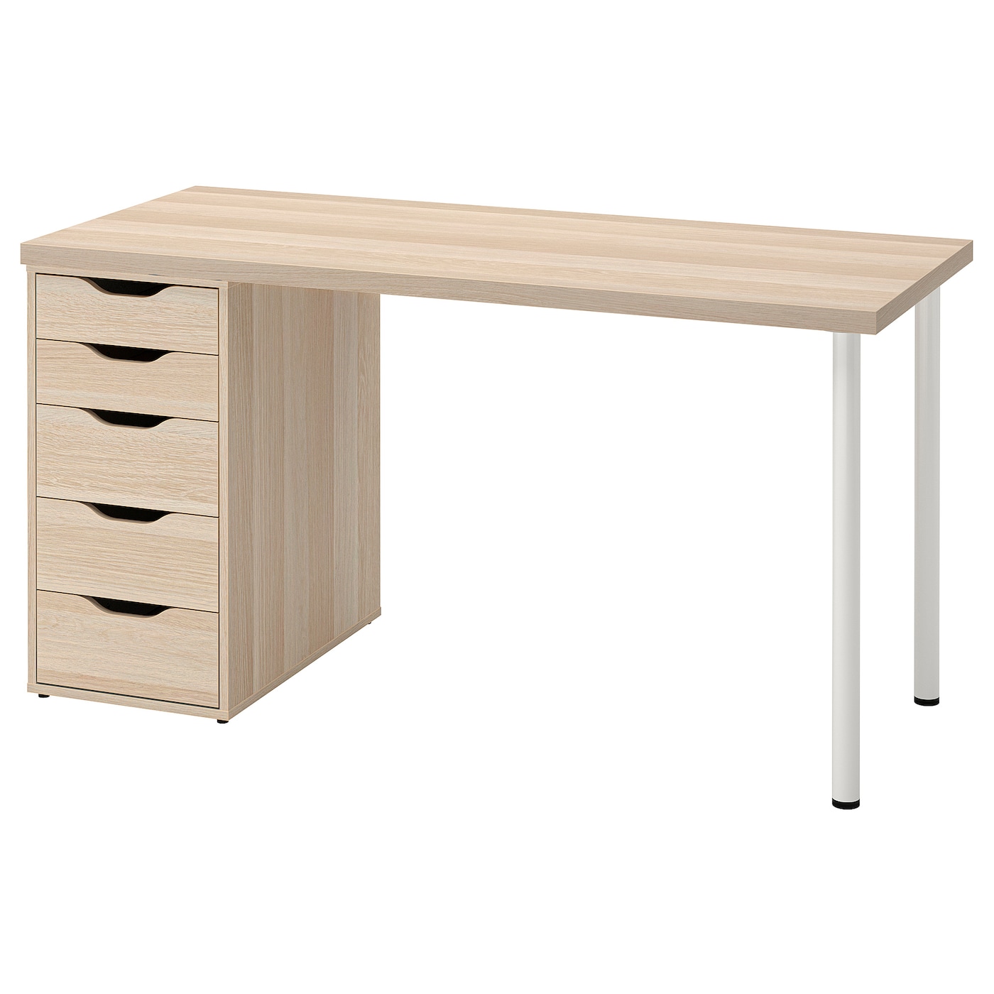 Письменный стол с ящиком - IKEA LAGKAPTEN/ALEX, 140х60 см, под беленый дуб/белый, ЛАГКАПТЕН/АЛЕКС ИКЕА