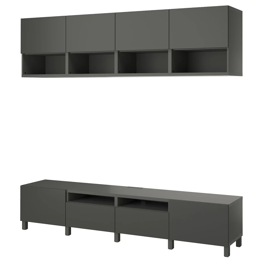 Комплект мебели д/гостиной  - IKEA BESTÅ/BESTA, 230x42x240см, темно-серый, БЕСТО ИКЕА (изображение №1)
