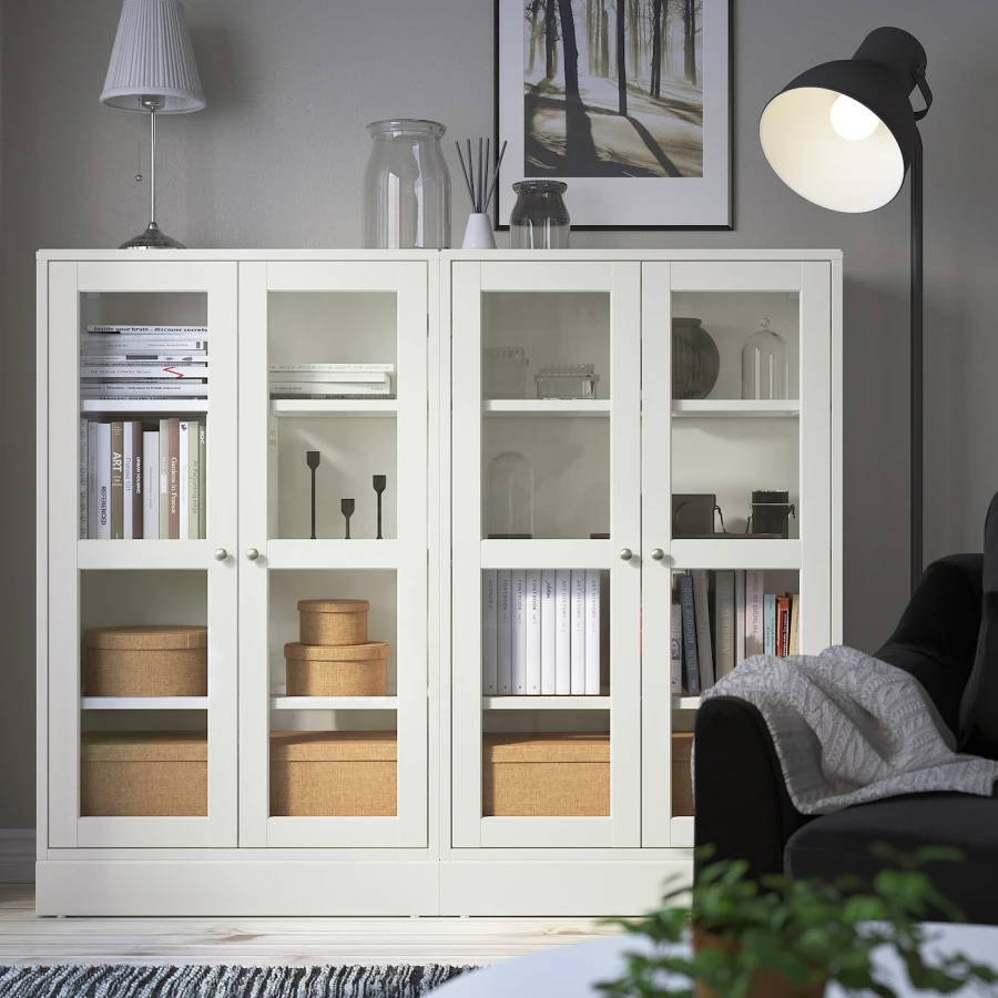 Комбинация для хранения со стеклянными дверцами - IKEA HAVSTA/ХАВСТА ИКЕА, 162x37x134 см, белый (изображение №8)