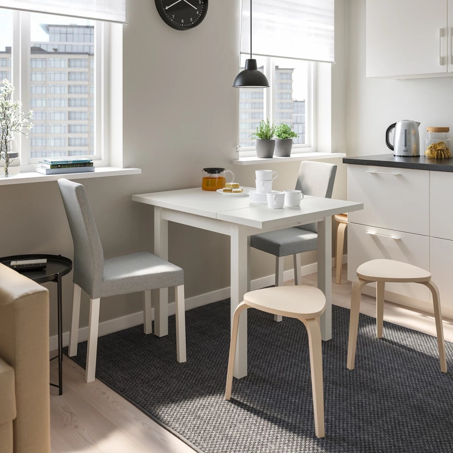 Раскладной кухонный стол - NORDVIKEN/KÄTTIL IKEA, 104х74 см, белый/серый, НОРДВИКЕН/КЕТТИЛ ИКЕА (изображение №3)
