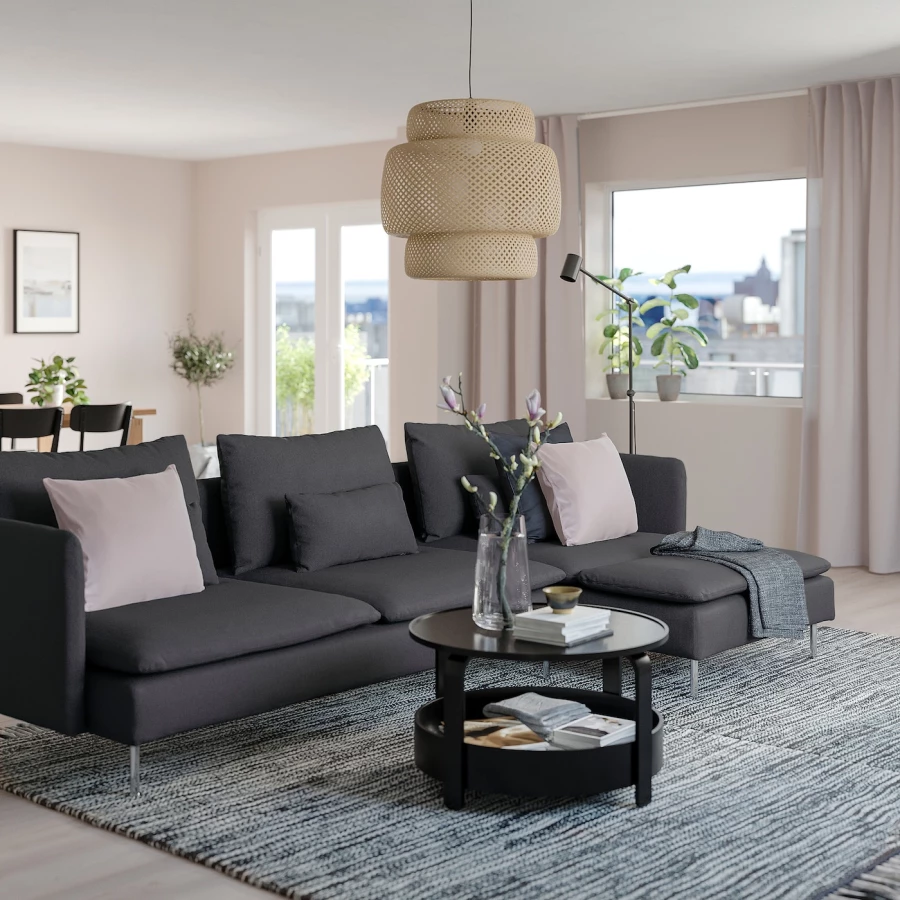 3-местный диван и шезлонг - IKEA SÖDERHAMN/SODERHAMN, 99x291см, серый, СЕДЕРХАМН ИКЕА (изображение №2)