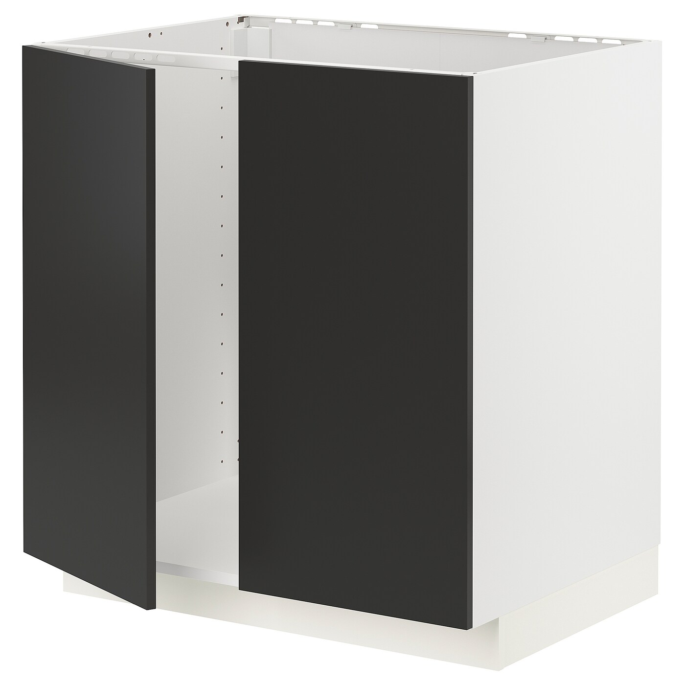 Шкаф под раковину/2 дверцы - METOD IKEA/ МЕТОД ИКЕА, 88х80  см. белый/черный