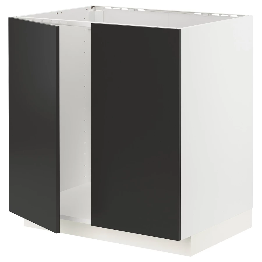 Шкаф под раковину/2 дверцы - METOD IKEA/ МЕТОД ИКЕА, 88х80  см. белый/черный (изображение №1)