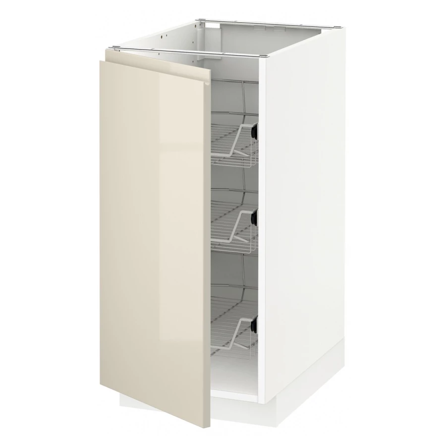 Напольный шкаф - IKEA METOD, 88x62x40см, белый/светло-бежевый, МЕТОД ИКЕА (изображение №1)