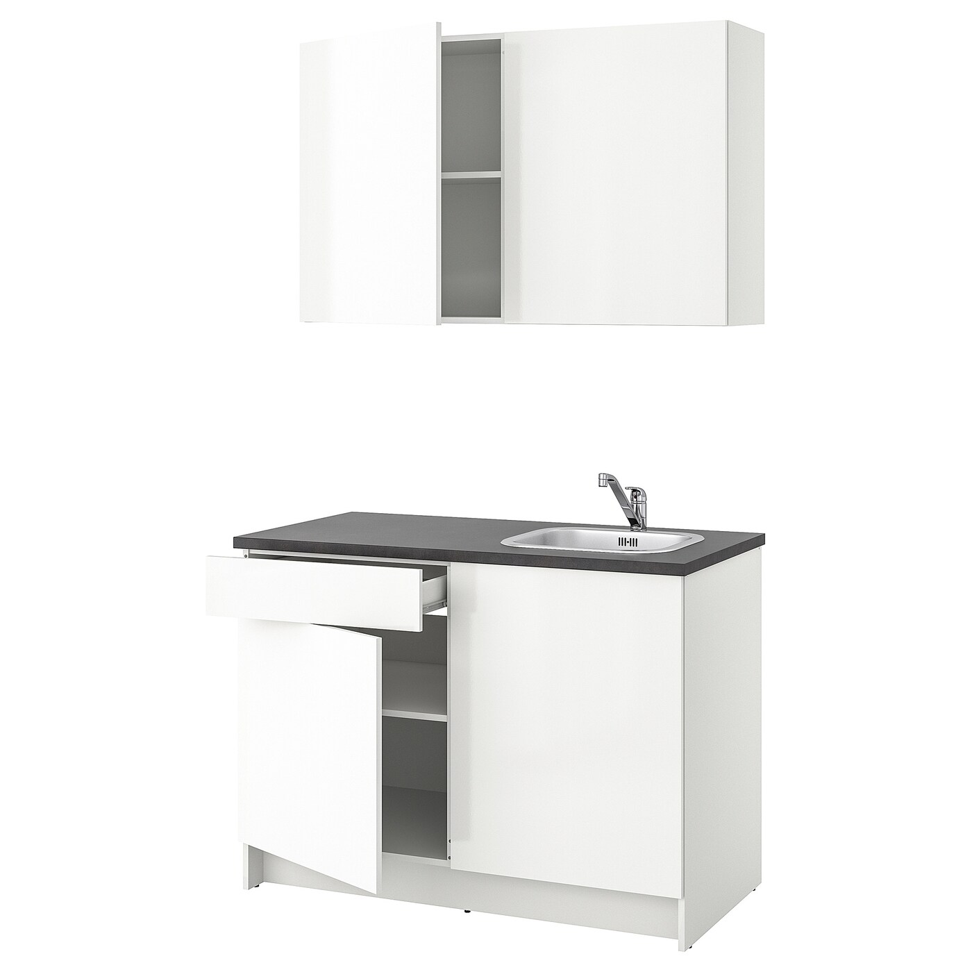 Кухонная комбинация для хранения вещей - KNOXHULT IKEA/ КНОКСХУЛЬТ ИКЕА, 120x61x220 см, серый/белый