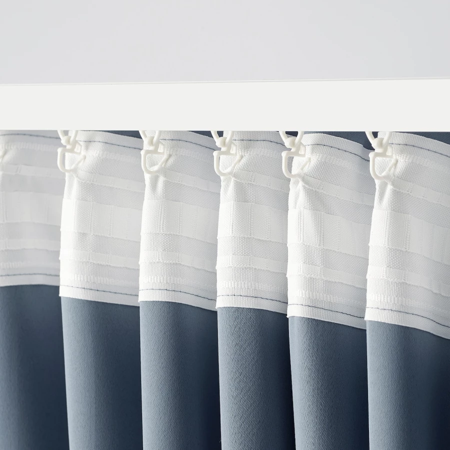 Затемняющая штора, 2 шт. - IKEA PRAKTTIDLÖSA/PRAKTTIDLOSA, 300х145 см, синий, ПРАКТТИДЛОСА ИКЕА (изображение №3)