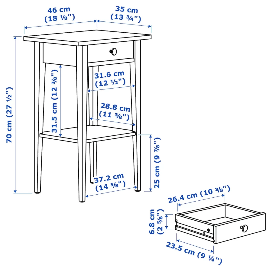 Комбинация мебели для спальни - IKEA HEMNES, 200x160см, белый, ХЕМНЭС ИКЕА (изображение №10)