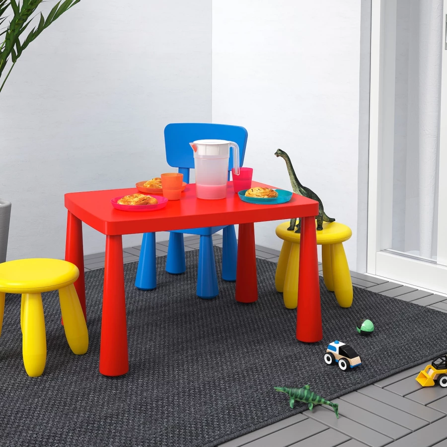 Стол детский - IKEA MAMMUT/МАММУТ  ИКЕА, 77x55 см, красный (изображение №2)