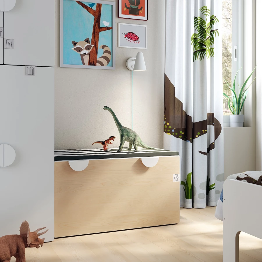 Шкаф детский - IKEA SMÅSTAD/SMASTAD, 90x50x48 см, белый/светло-коричневый, СМОСТАД ИКЕА (изображение №2)