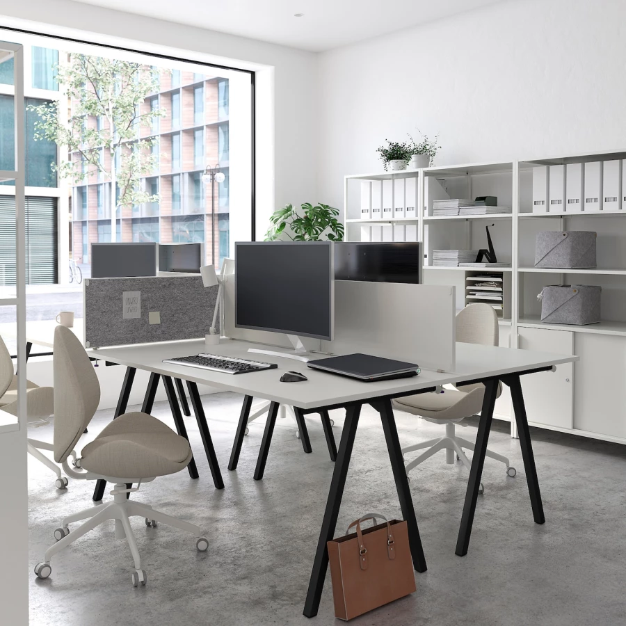 Письменный стол - IKEA TROTTEN, 140х80 см, белый/антрацит, ТРОТТЕН ИКЕА (изображение №2)