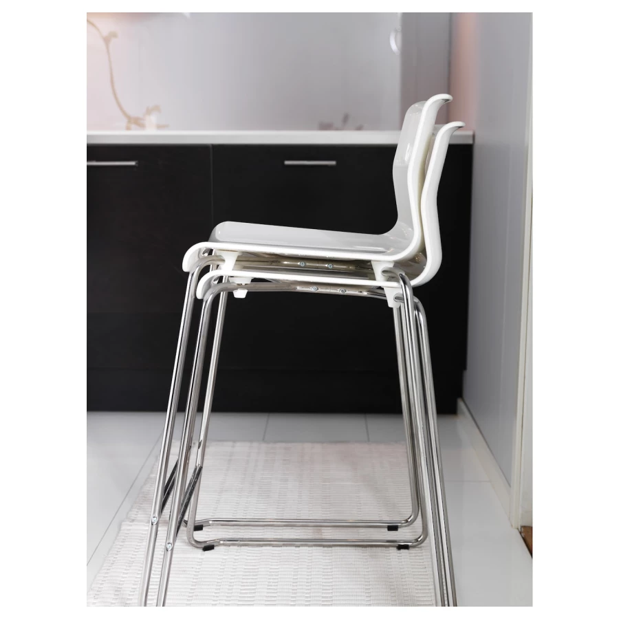 Барный стул - IKEA GLENN/ИКЕА ГЛЕН , 48х50х89 см, белый (изображение №2)