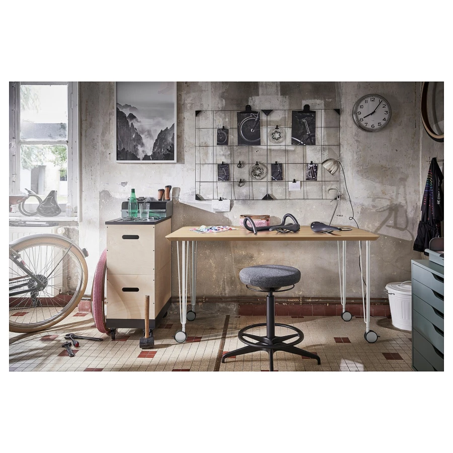 Письменный стол - IKEA ANFALLARE/KRILLE, 140х65 см, бамбук/белый, АНФАЛЛАРЕ/КРИЛЛЕ ИКЕА (изображение №6)