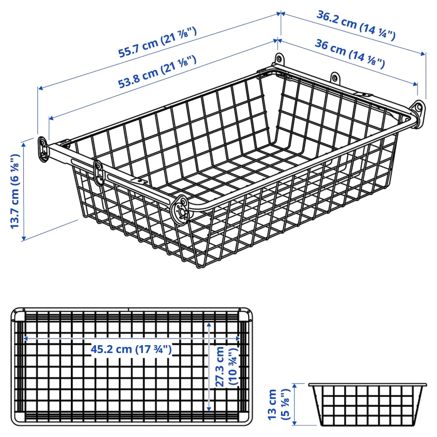 Проволочная корзина с направляющими - IKEA HJALPA/HJÄLPA, 60х40 см, белый ХЭЛПА ИКЕА (изображение №3)