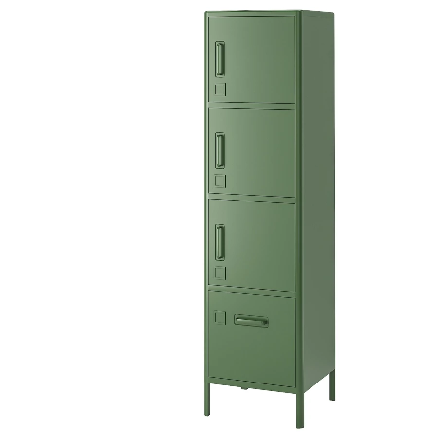 Высокий шкаф с ящиком и дверцей - IKEA IDÅSEN/IDASEN/ИДОСЕН ИКЕА, 172х47х45 см, зеленый (изображение №1)