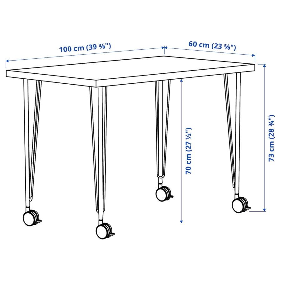 Письменный стол - IKEA LINNMON/KRILLE, 100x60 см, белый/черный, ЛИННМОН/КРИЛЛЕ ИКЕА (изображение №2)