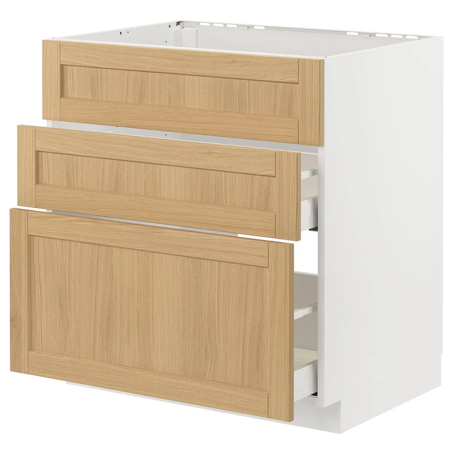 Напольный шкаф - METOD / MAXIMERA IKEA/ МЕТОД/ МАКСИМЕРА ИКЕА,  80х60 см, белый/под беленый дуб (изображение №1)
