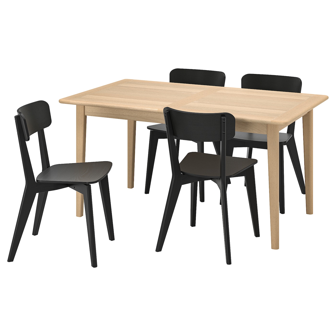 Стол и 4 стула - SKANSNÄS / LISABO/SKANSNАS IKEA/ СКАНСНАС/  ЛИСАБО ИКЕА, 90х75 см,  под беленый дуб /черный