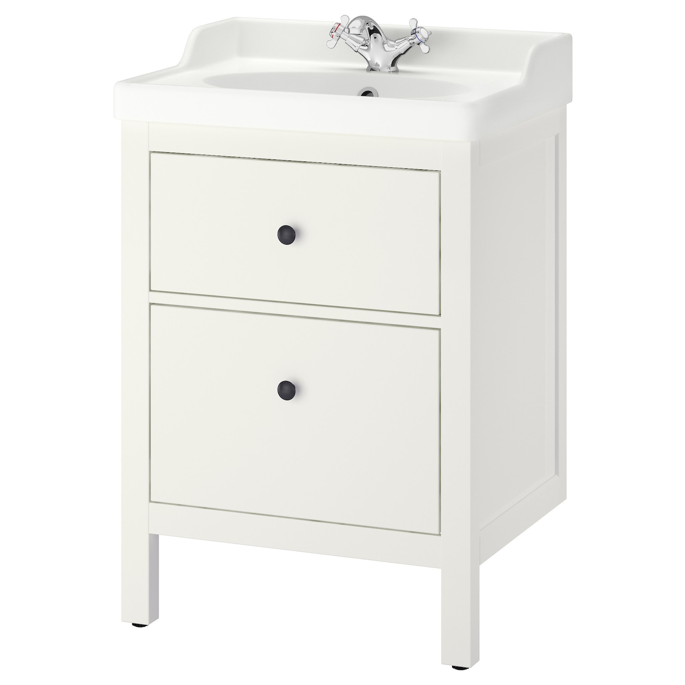 Шкаф под умывальник с 2 ящиками - HEMNES / RÄTTVIKEN IKEA/ ХЕМНЭС /РЕТТВИКЕН ИКЕА, 89х62 см, белый