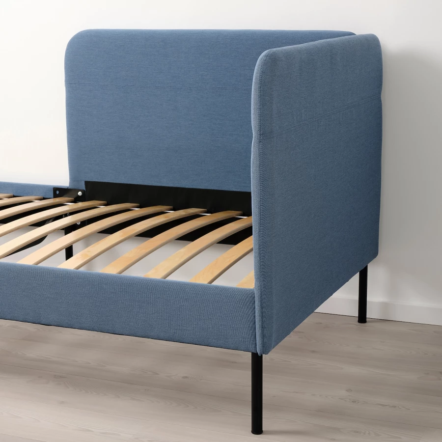 Каркас кровати с мягкой обивкой - IKEA BLÅKULLEN/BLAKULLEN, 200х90 см, синий, БЛОКУЛЛЕН ИКЕА (изображение №9)