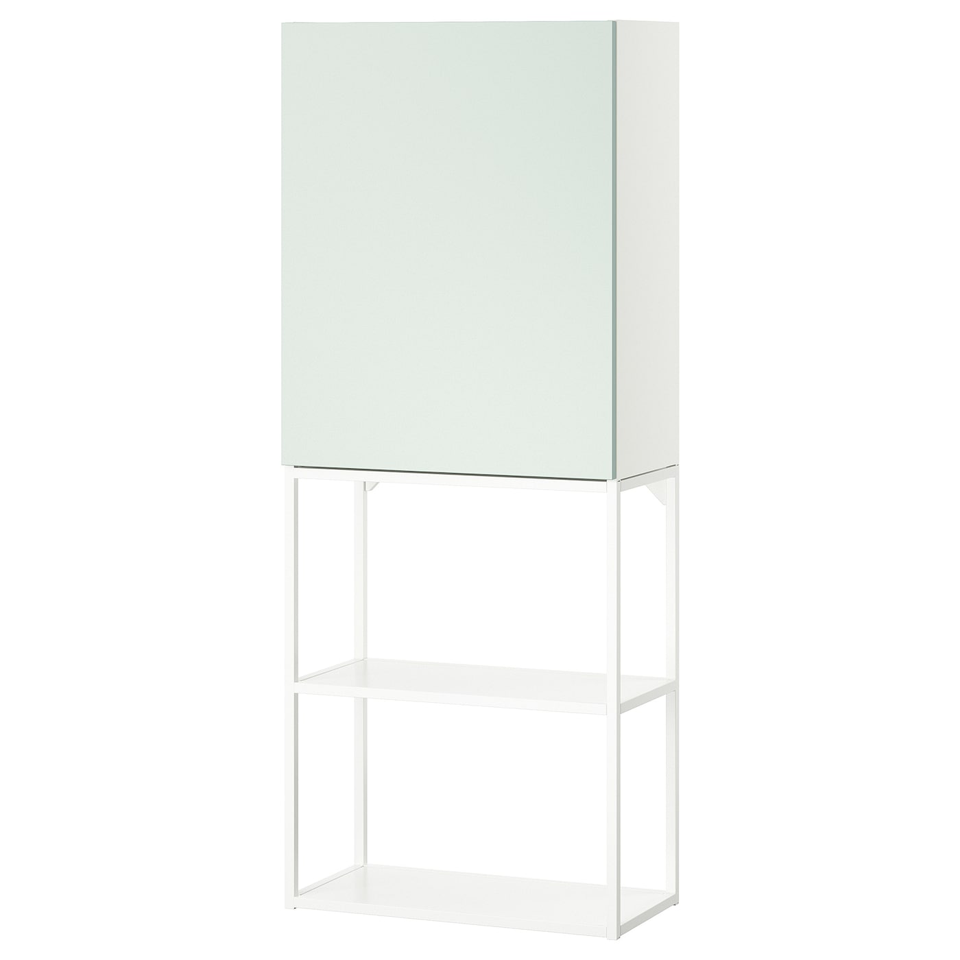 Навесной шкаф - ENHET IKEA/ ЭНХЕТ ИКЕА,   60x32x150 см, белый/серо-зеленый